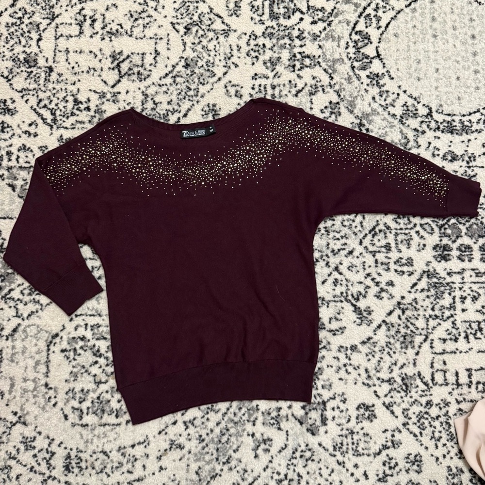 7th Avenue Design Studio Burgundy Sweater